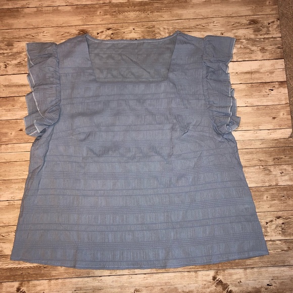 Crinkle fabric square neck top with ruffled sleeves -size L - NWT - Picture 4 of 11
